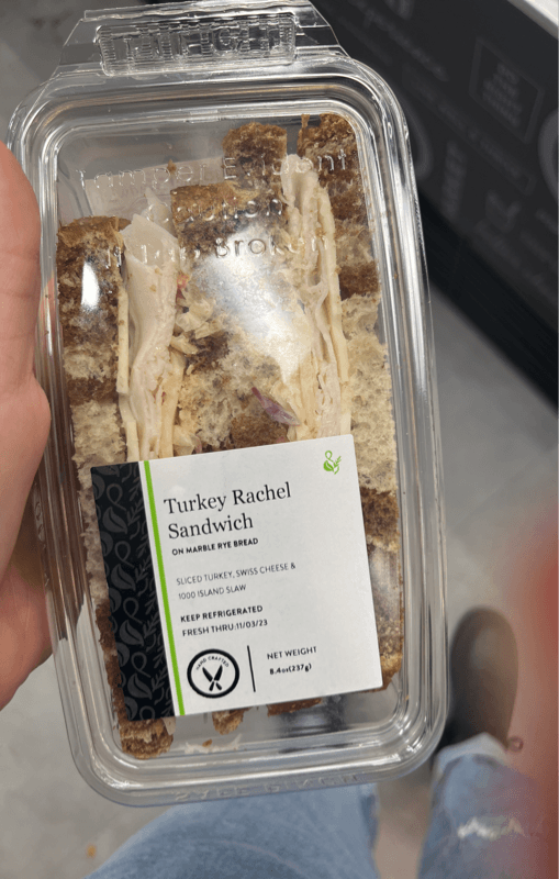 Turkey Rachel Sandwich On Marble Rye Bread