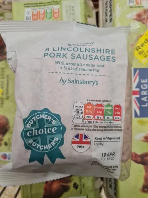 Sainsbury'S Butcher'S Choice British Fresh Lincolnshire Pork Sausages