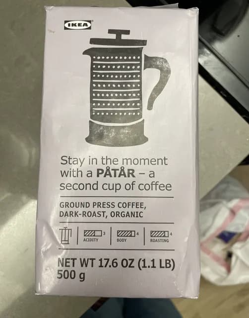 Ikea Patar Organic Dark Roast Ground Press Coffee