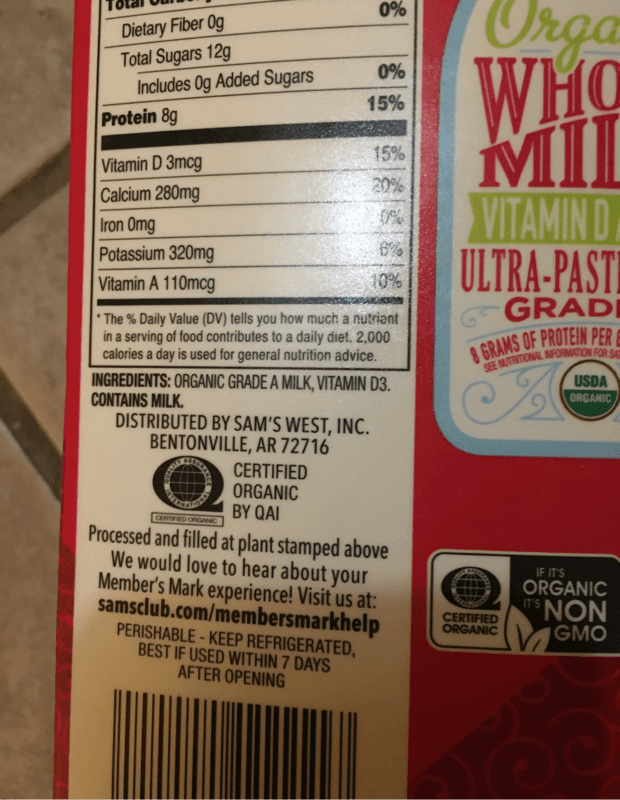 Member'S Mark Organic Whole Milk Half Gallon