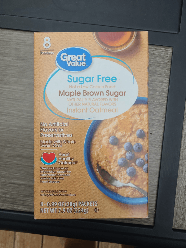 Great Value Sugar Free Maple Brown Sugar Instant Oatmeal