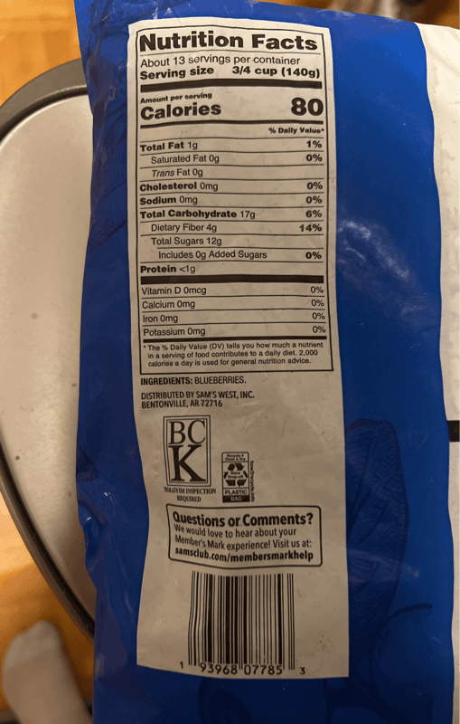 Member’S Mark Natural Blueberries