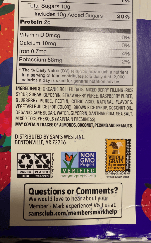 Member'S Mark Oat Bites Mixed Berry Bars