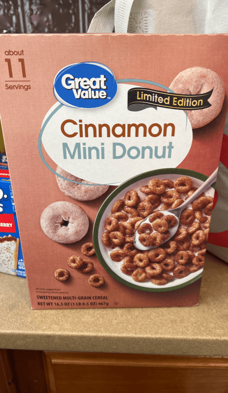 Great Value Cinnamon Mini Donut Sweetened Multi-Grain Cereal