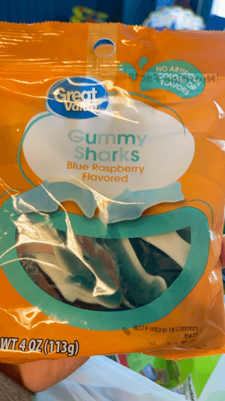 Great Value Blue Raspberry Flavored Gummy Sharks