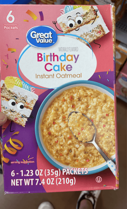 Great Value Birthday Cake Instant Oatmeal