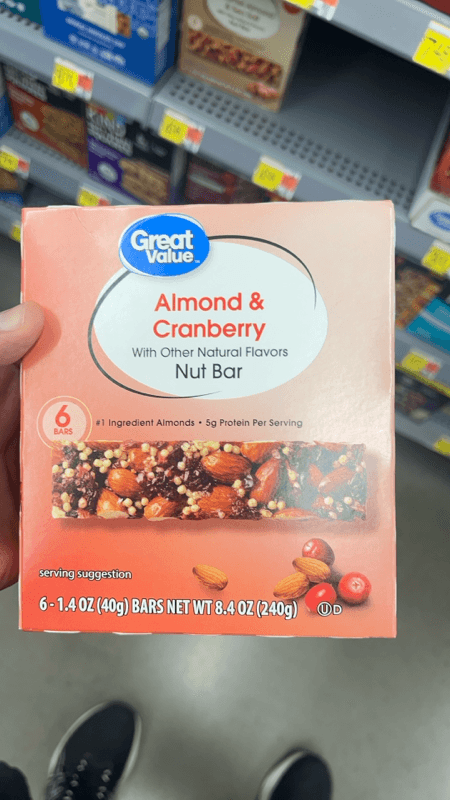 Great Value Almond & Cranberry Nut Bar 6 