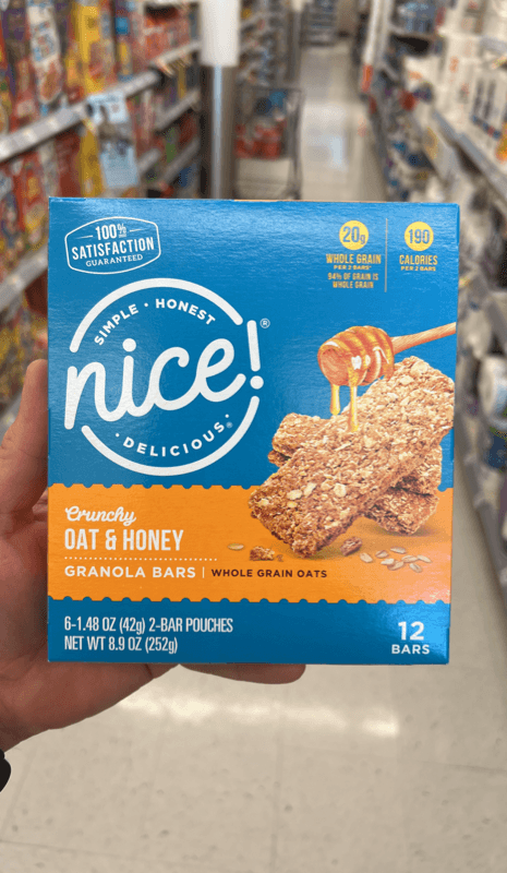Nice! Crunchy Oat & Honey Granola Bars Whole Grain Oats