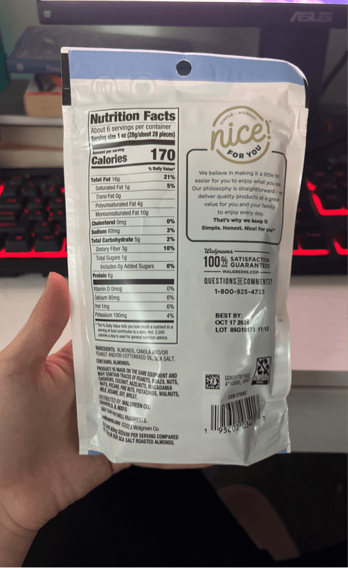 Nice! Roasted Whole Almonds Lightly Sea Salted