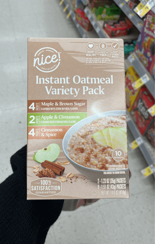 Nice! Instant Oatmeal Variety Pack Maple & Brown Sugar, Apple & Cinnamon, And Cinnamon & Spice