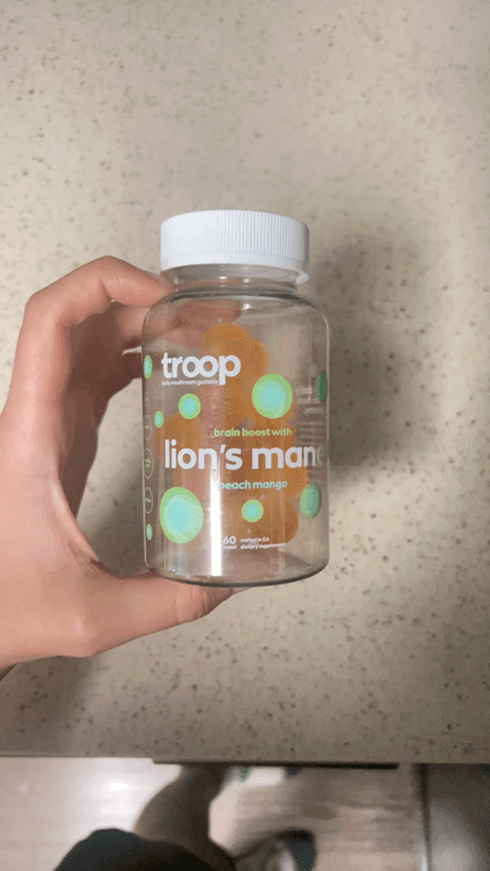 Troop Brain Boost With Lion'S Mane Peach Mango Flavor Mushroom Gummy