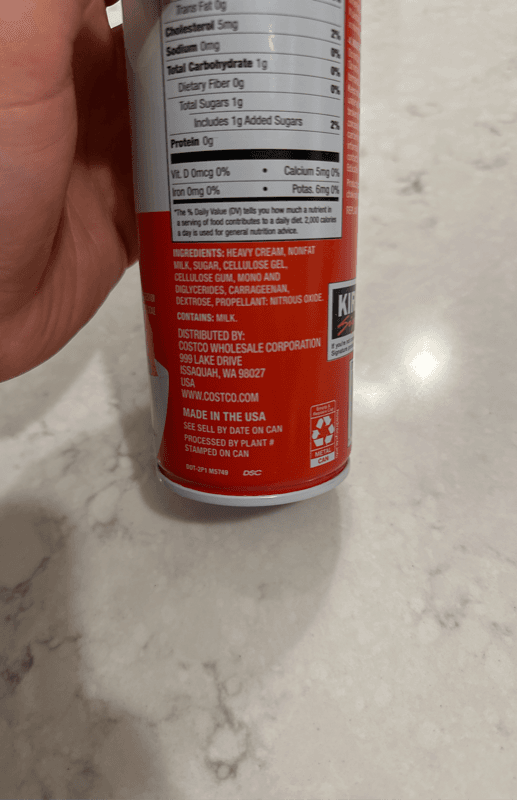 Kirkland Signature Real Heavy Whipped Cream