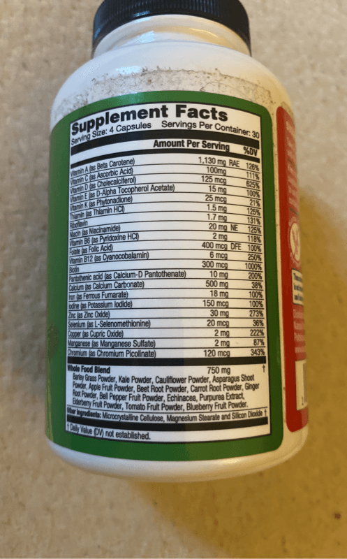 Natural Vitamins Simply Fruits & Veggies +Immune Support 120 Capsules