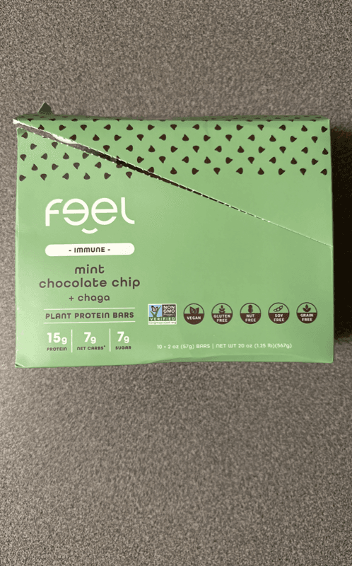 Reel Immune Mint Chocolate Chip + Chaga Plant Protein Bars