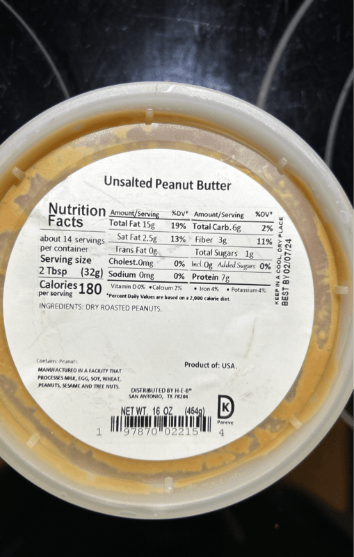 H-E-B Unsalted Peanut Butter