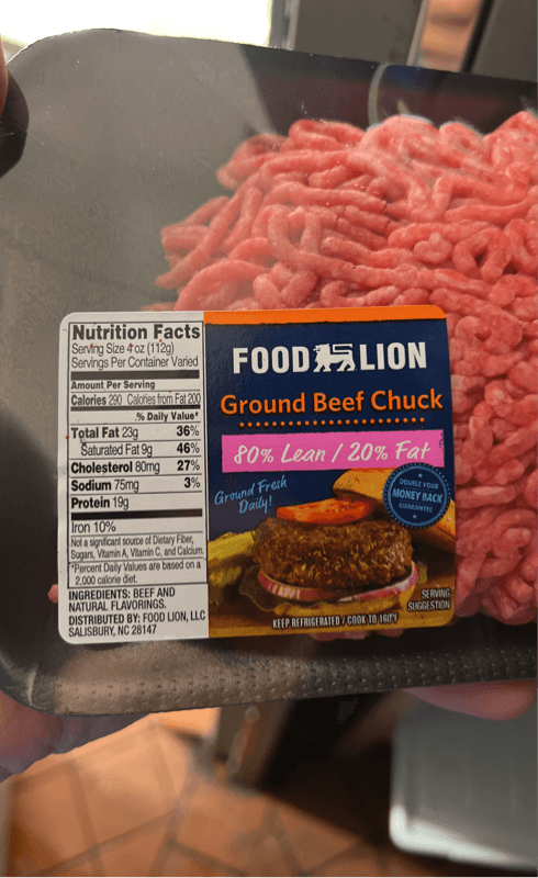 Food Lion Ground Beef Chunk