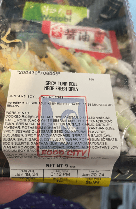 Food City Spicy Tuna Roll Made Fresh Daily