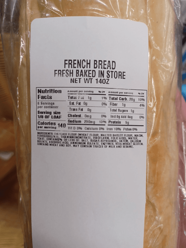 French Bread Fresh Baked In Store