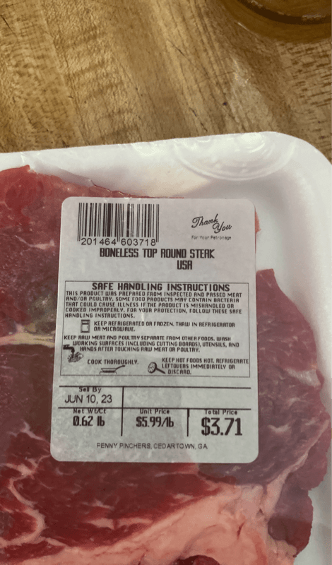 Penny Pinchers Boneless Top Round Steak