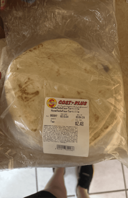 Savers Cost + Plus Home Made Four Tortilla