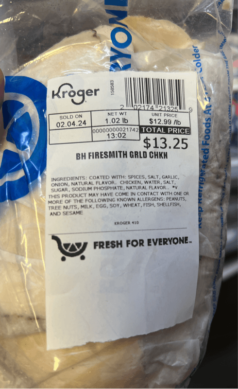 Kroger Boar’S Head Firesmith Grilled Chicken