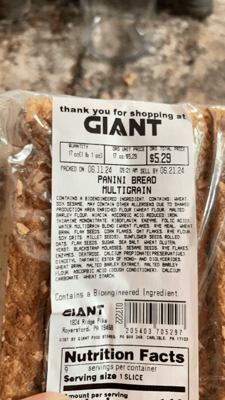Giant Multigrain Panini Bread