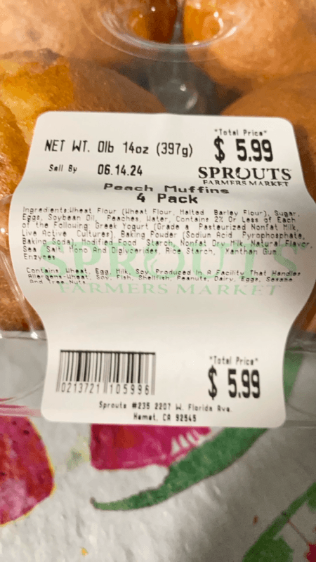 Sprouts Farmers Market Peach Muffins