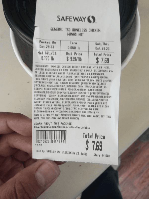 Safeway General Tso Boneless Chicken Wings Hot
