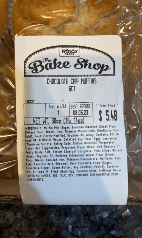 Winco Foods The Bake Shop Chocolate Chip Muffins
