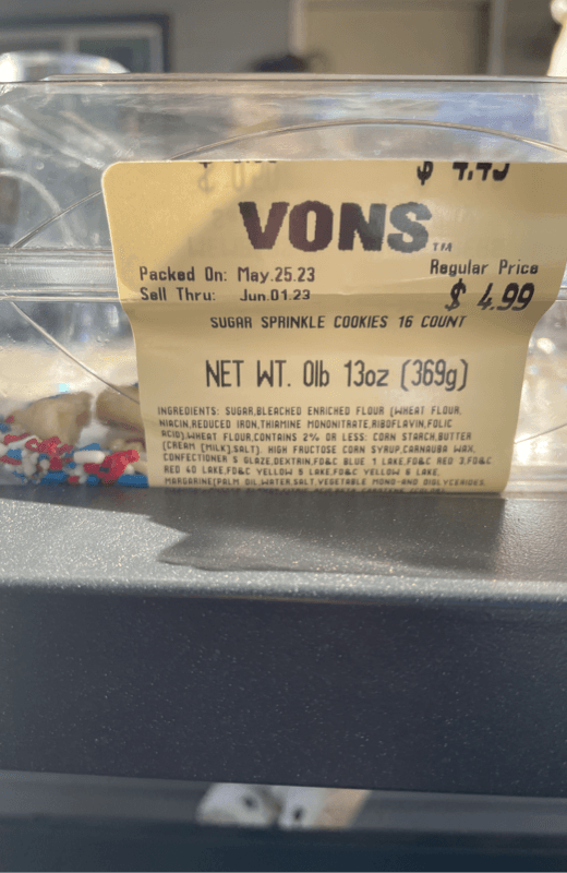 Vons Sugar Sprinkle Cookies