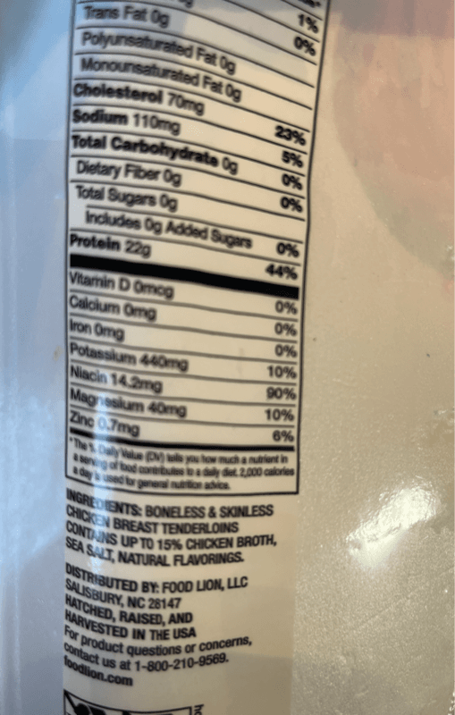 Food Lion Boneless & Skinless Chicken Breast Tenderloins
