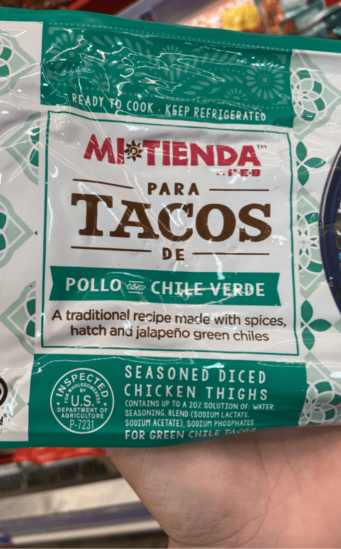 Mi Tienda By H-E-B Para Tacos De Pollo Con Chile Verde Seasoned Diced Chicken Thighs
