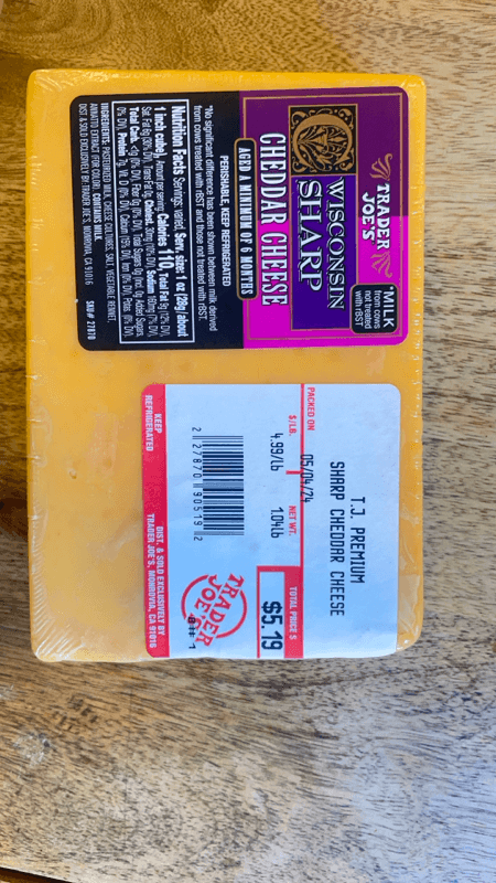 Trader Joe'S Wisconsin Sharp Cheddar Cheese