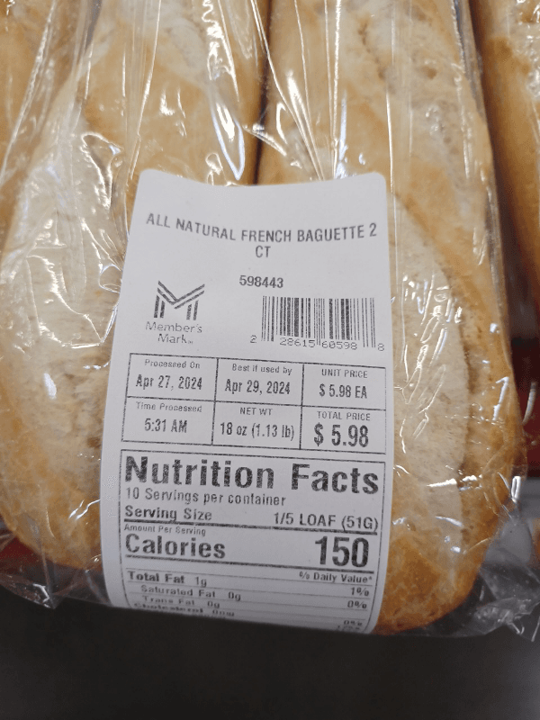 Member'S Mark All Natural French Baguette