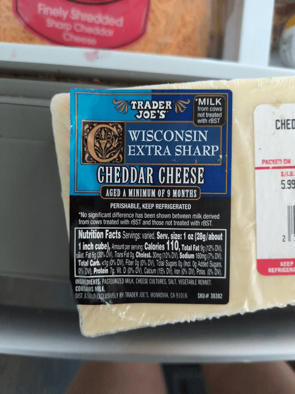 Trader Joe'S Wisconsin Extra Sharp Cheddar Cheese
