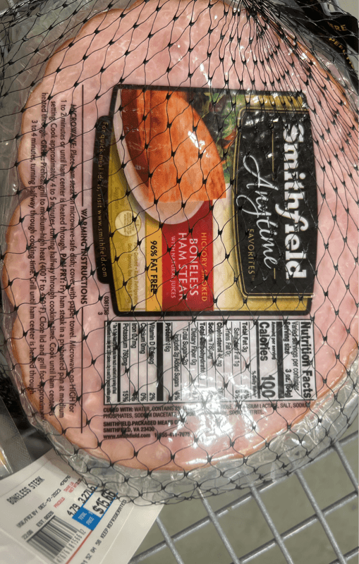 Smithfield Anytime Favorites Hickory Smoked Boneless Ham Steak With Natural Juices