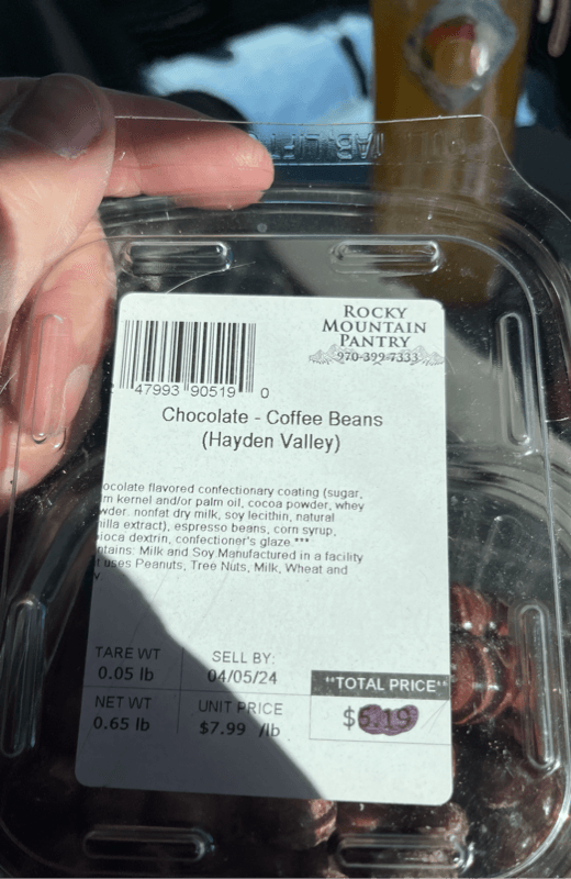 Rocky Mountain Pantry Chocolate - Coffee Beans (Hayden Valley