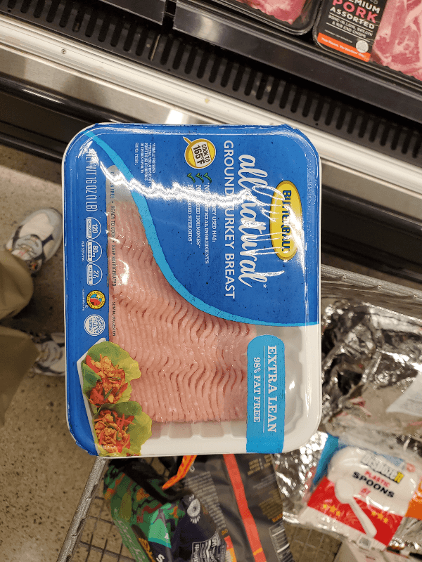 Butterball All Natural Extra Lean Ground Turkey Breast. Tray