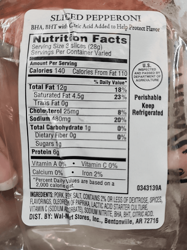 Wal-Mart Sliced Pepperoni