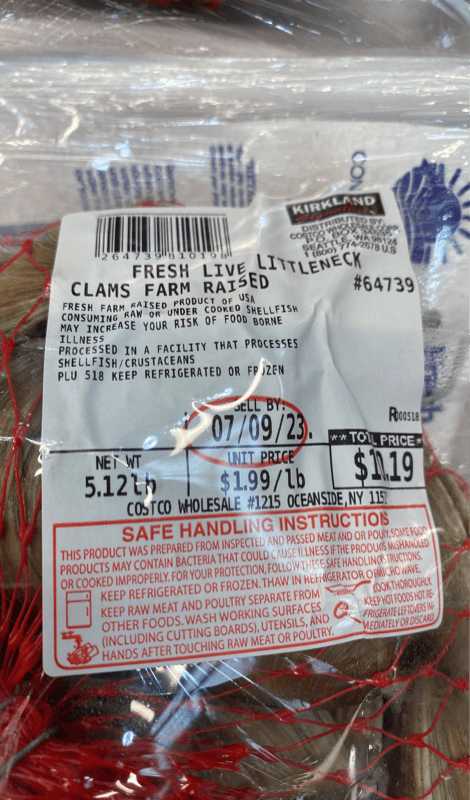 Kirkland Fresh Live Littleneck Clams Farm Raised