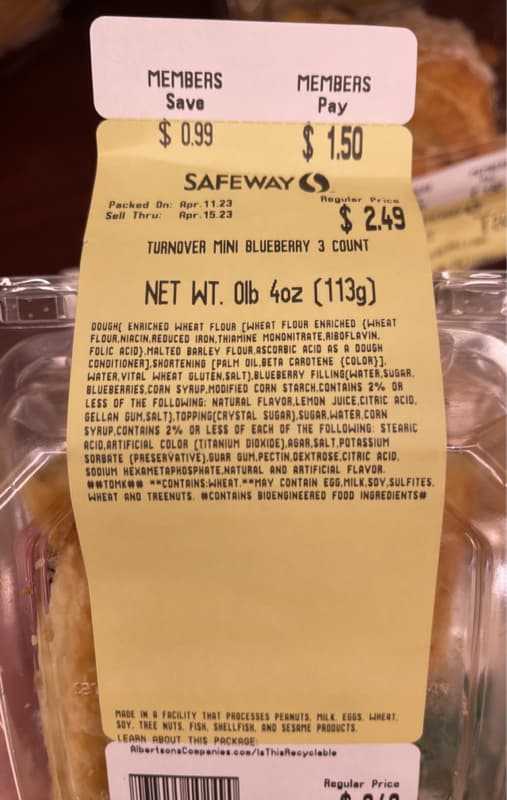 Safeway Turnover Mini Blueberry