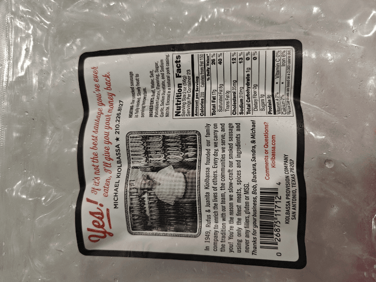 Kiolbassa Beef Smoked Sausage