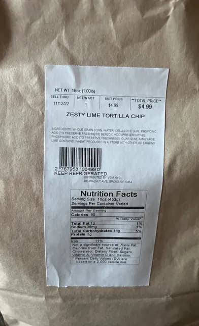 Zesty Lime Tortilla Chip
