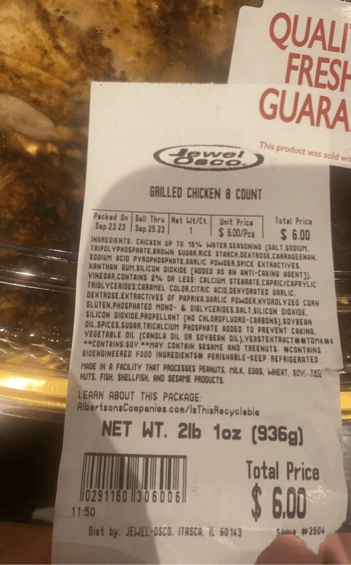 Jewel Osco Grilled Chicken