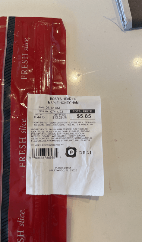 Publix Deli Boar'S Head Fresh Sliced Maple Honey Ham