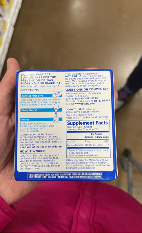 Lactaid Fast Act Lactase Enzyme Supplement, 12 Caplets
