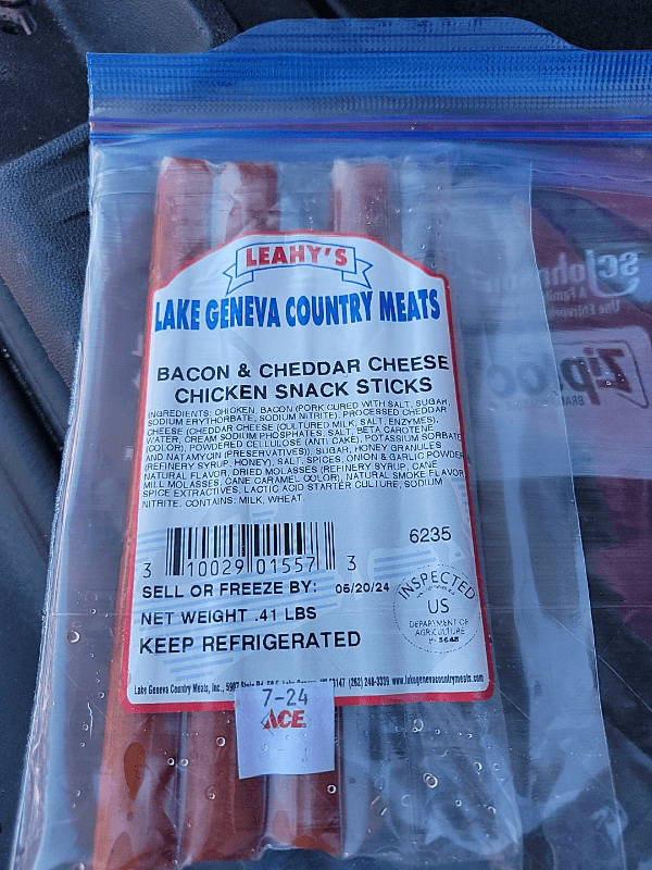 Leahy'S Lake Geneva Country Meats Bacon & Cheddar Cheese Chicken Snack Sticks