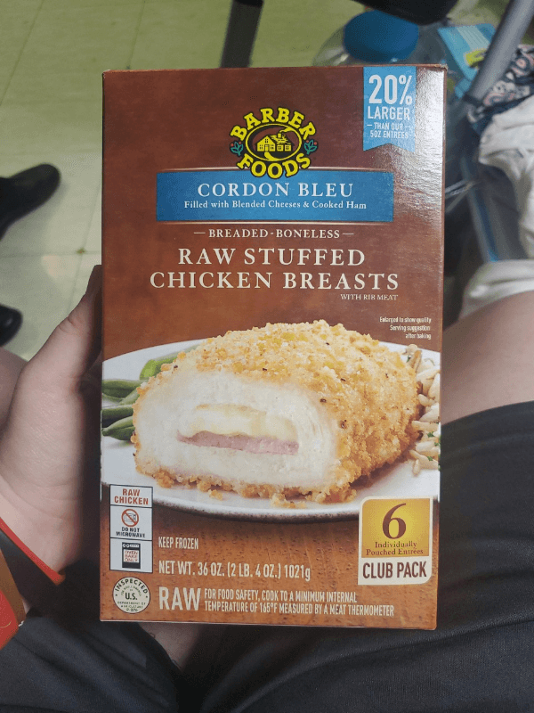Barber Foods Cordon Bleu Raw Stuffed Chicken Breasts