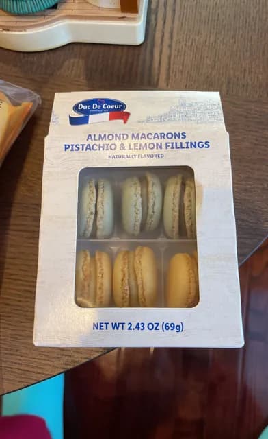 Duc De Coeur Almond Macarons, Pistachio & Lemon Fillings Naturally Flavored