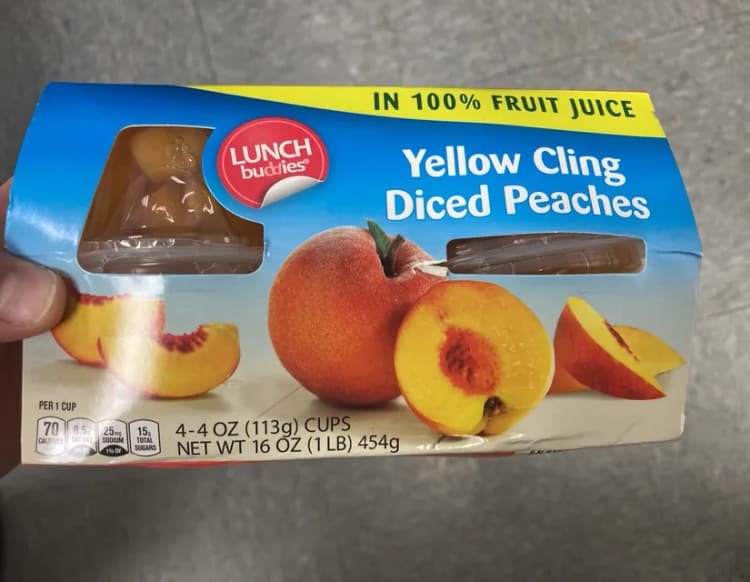 Lunch Buddies Yellow Cling Diced Peaches Fruit Juice
